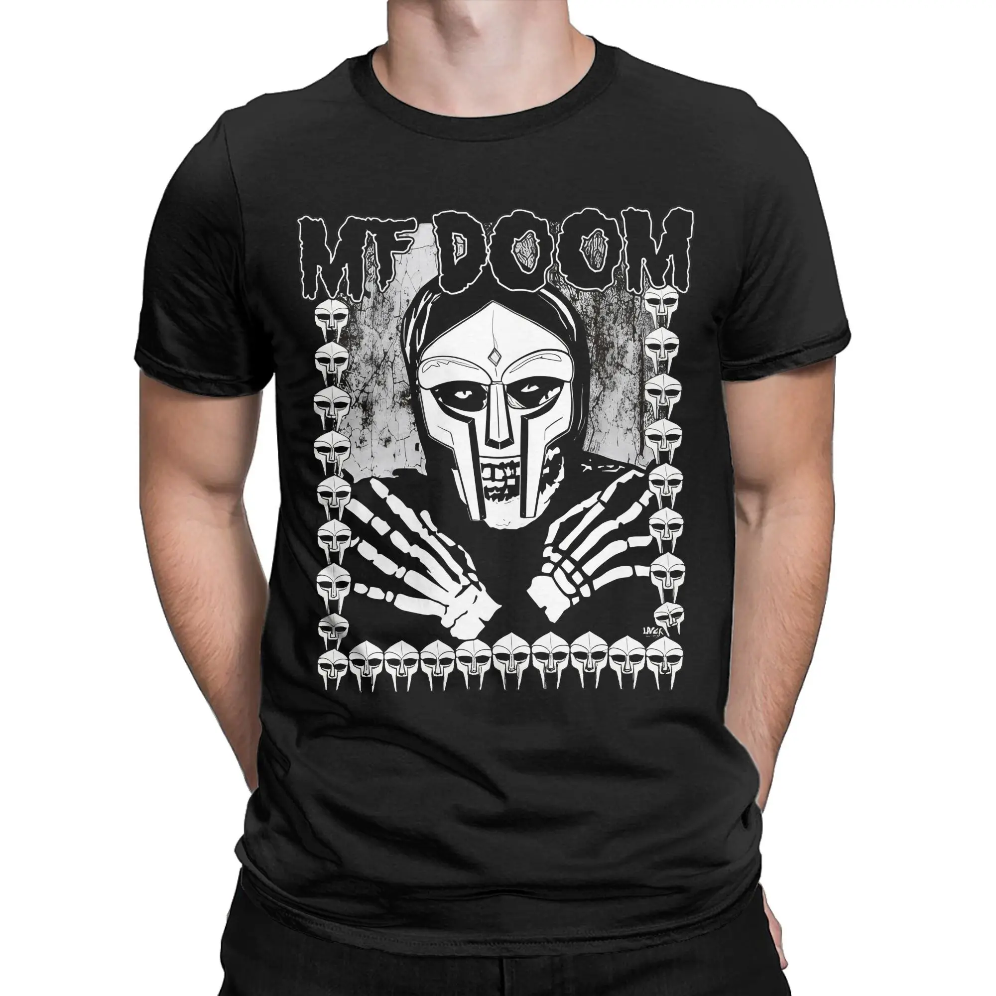 Printed MF DOOM Hip Hop T Shirt Men's Cotton Short Sleeve Loner DOOM Round Neck Summer Top Tee