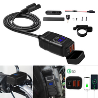 12V Motorcycle Quick Charger SAE To Dual 3.0 USB Charger Adapter Reverse Short circuit protection with Voltmeter On/Off Switch