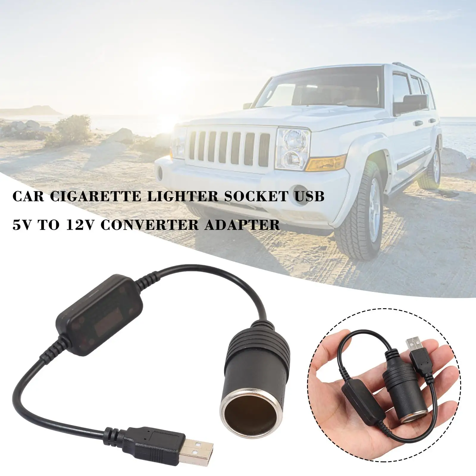 1Pcs 5V 2A USB DC To 12V 60W Car Cigarette-Lighter Socket Female Power Converter Adapter Cable For Electronics Auto Accesso K3R8