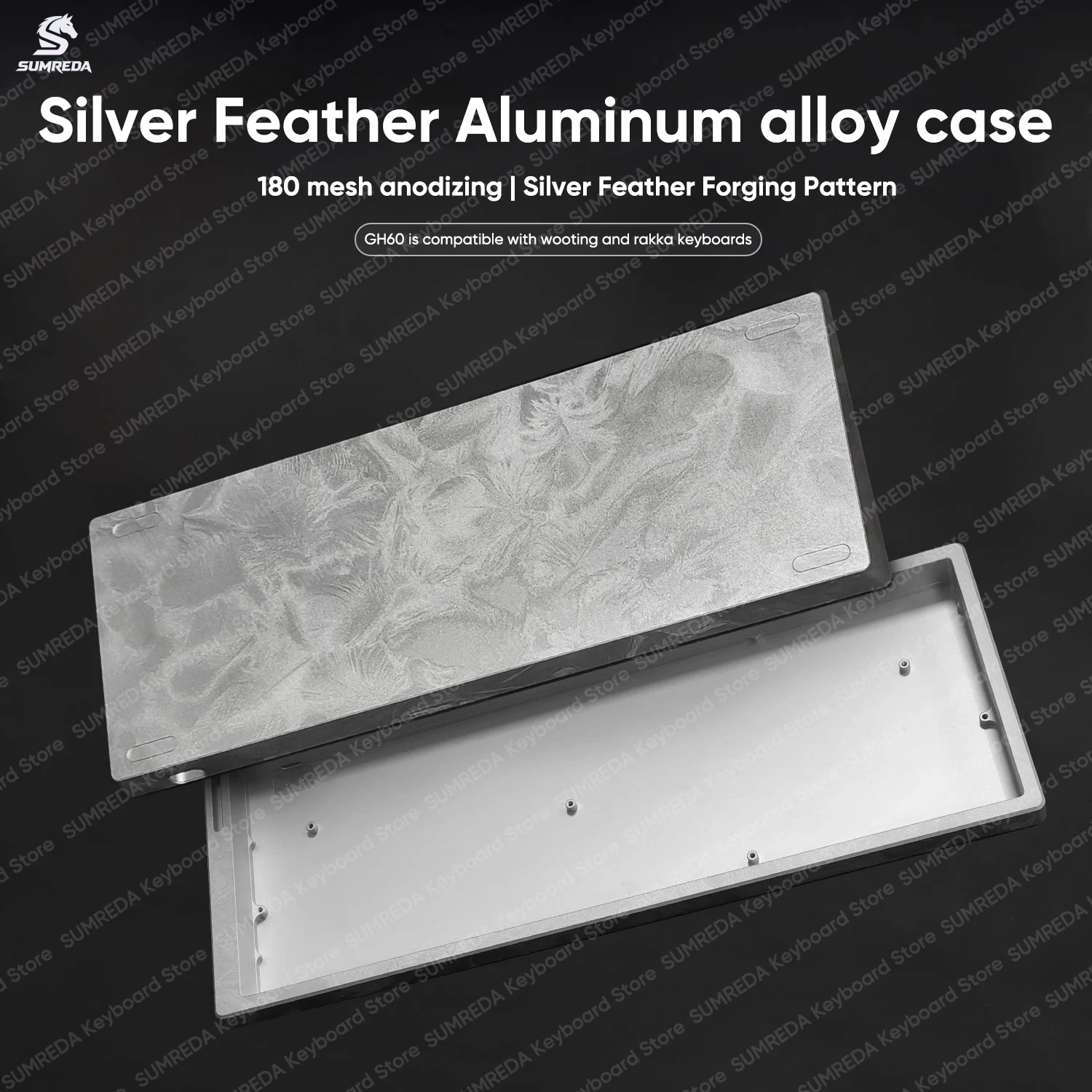 GH60 Wooting 60HE Silver Feather Aluminum Keyboard Case Shell 60% Layouts For Mad 60he RAKKA Win60he Keyboard DIY Accessories