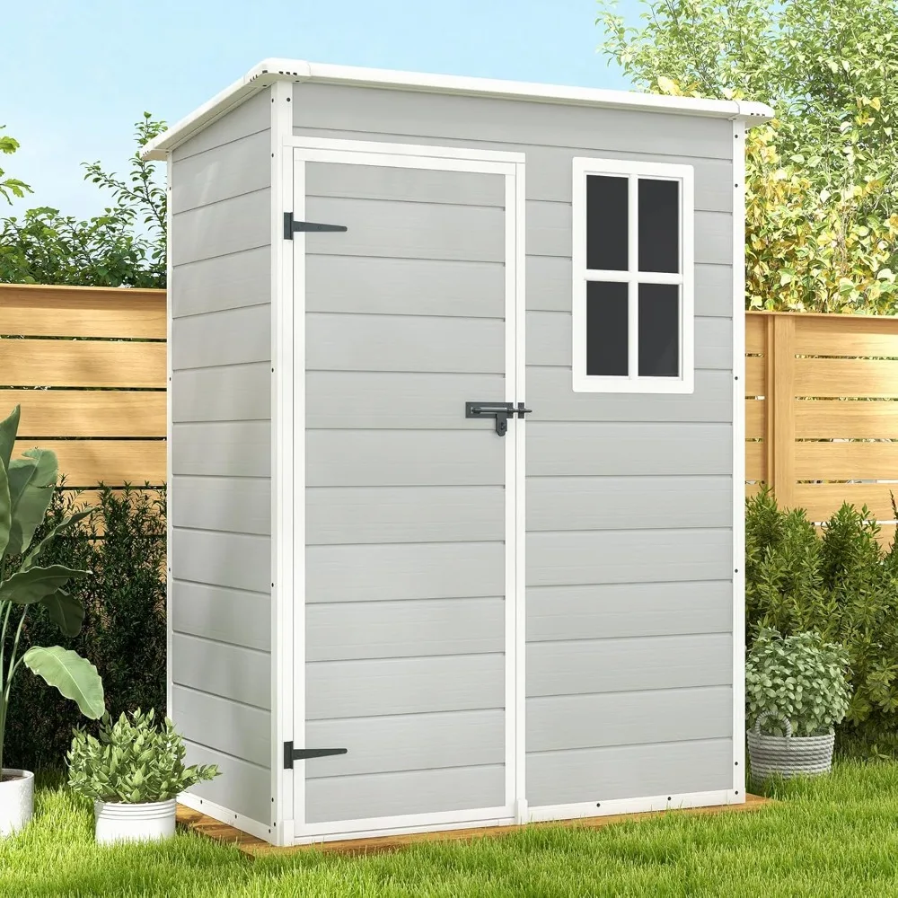 5x3 Foot Resin Outdoor Storage Shed - Perfect for storing patio furniture,  grey and white