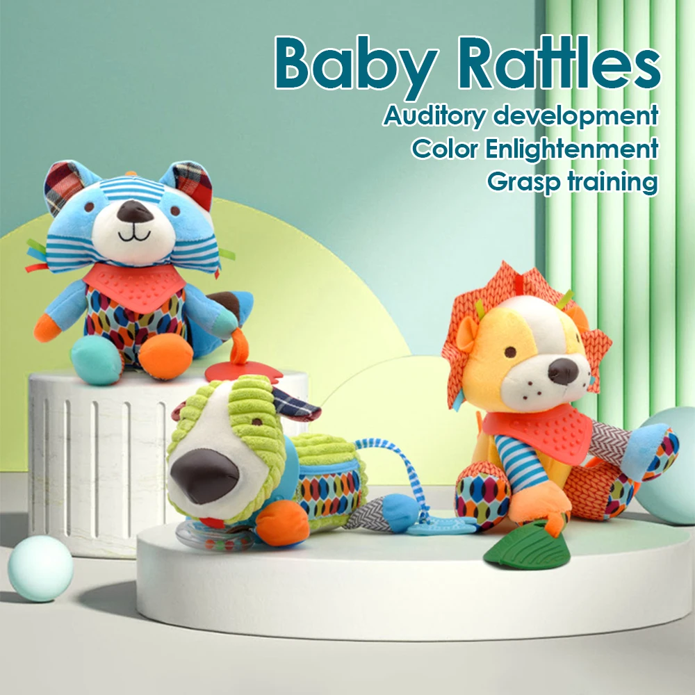 Montessori Baby Toys Kawaii Soft Plush Dolls Animal Strollers Pendant Toys for Newborn Boys Girls Toddler Birthday Gift