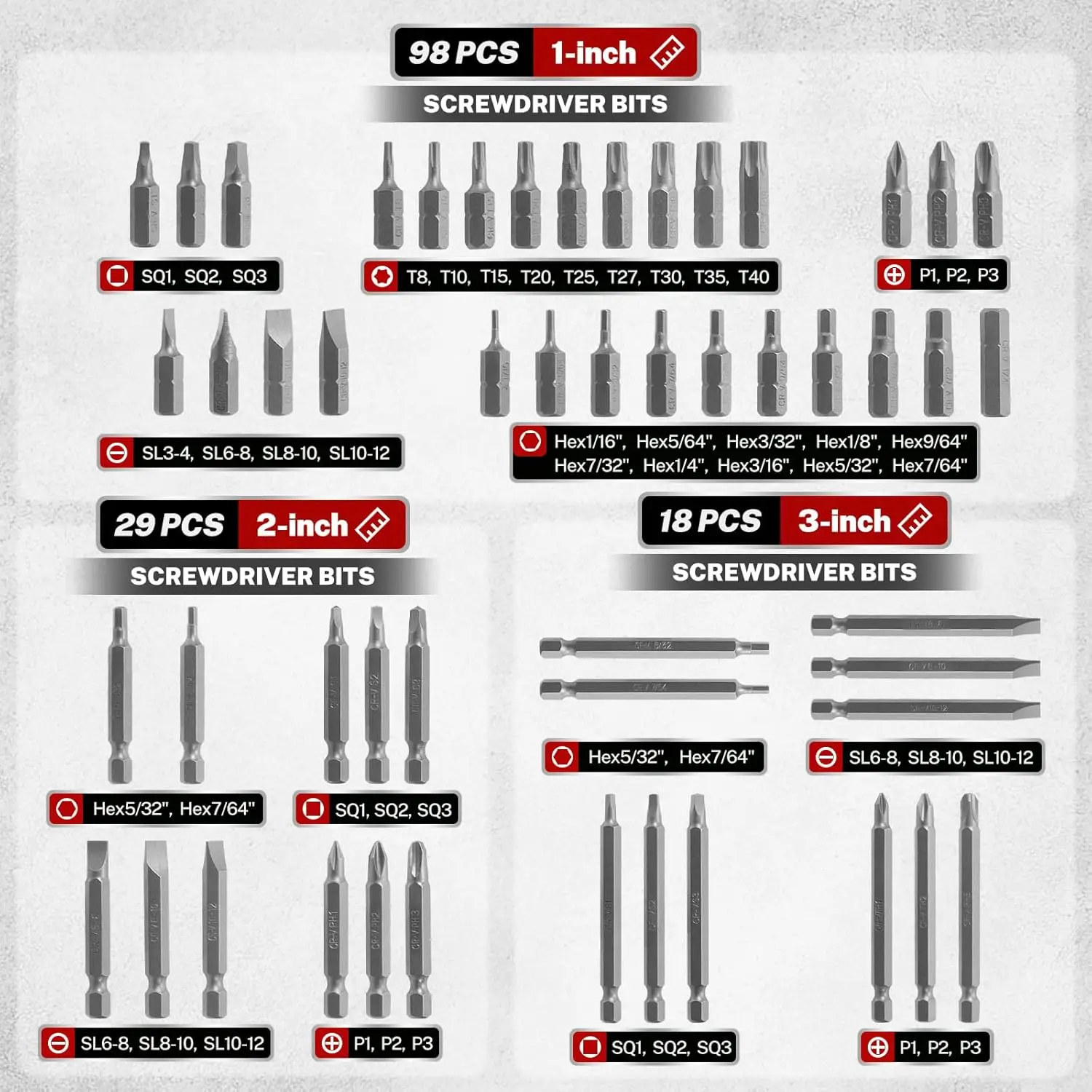 مجموعة لقم مفك براغي رئيسي مكونة من 208 قطعة، لقم مفك براغي سداسية مقاس 1/4 بوصة، مفك صامولة ومجموعة لقم أمان
