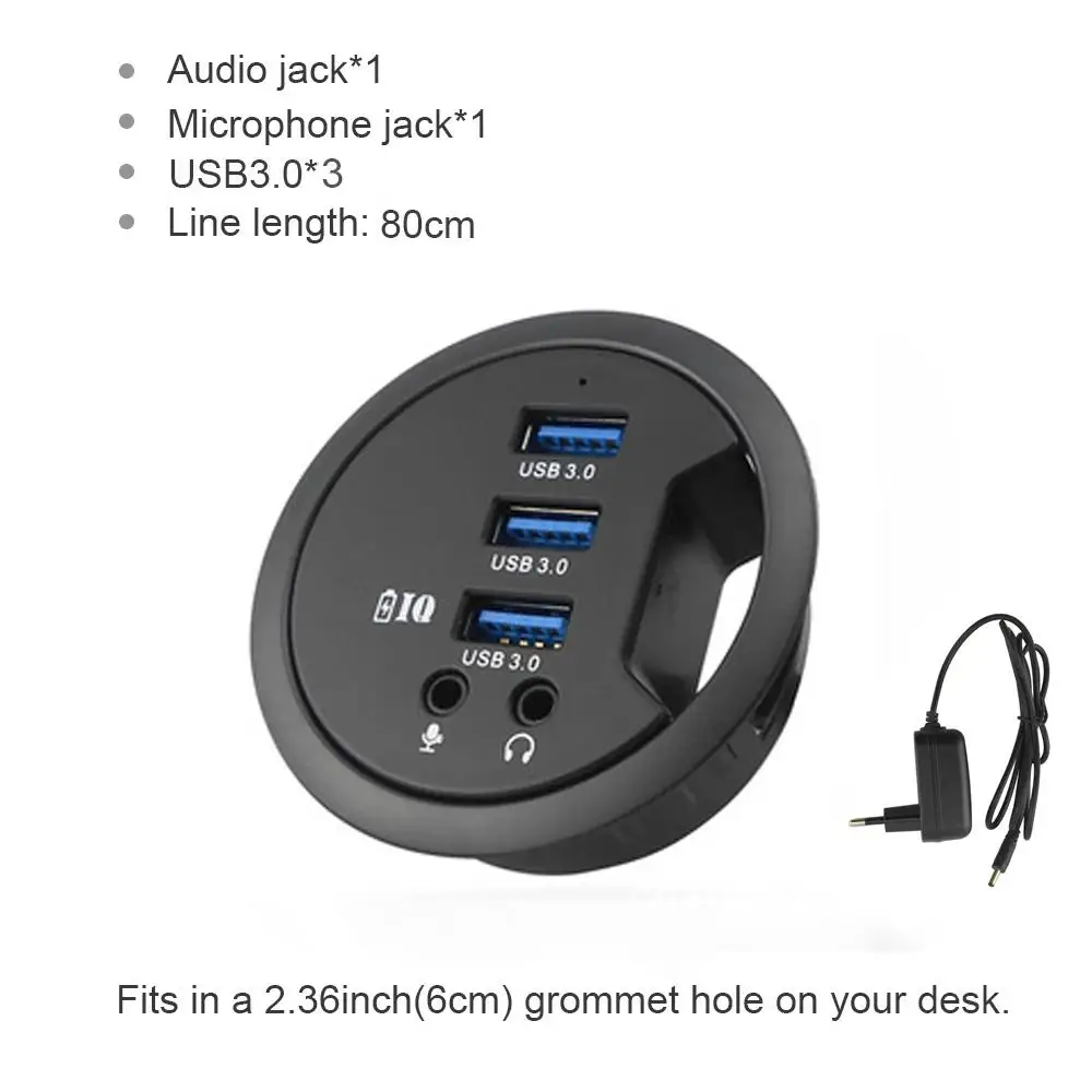 

Mount In Desk USB3.0 HUB 3 Ports USB 3.0 Ports With Headphone/Mircophone Adapter For Desktop computer Multi USB 3.0 Splitter