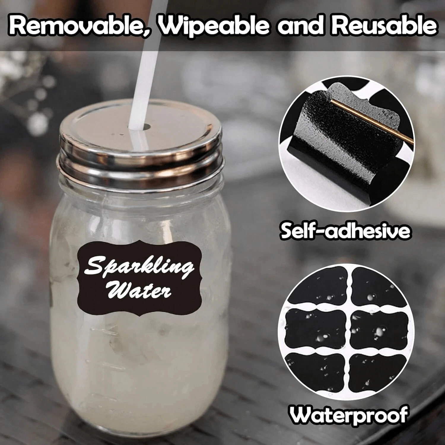 120Pcs/Roll Removable Blackboard Stickers With Erasable Pen Waterproof Chalkboard Labels Home Kitchen Spice Jars Bottles Tags - Image 6