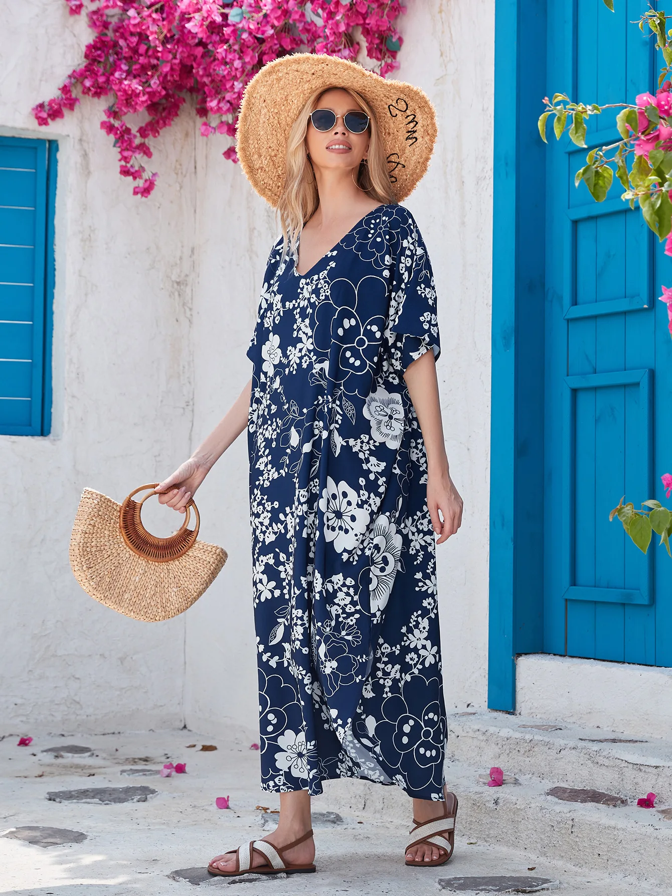 قفطان فستان للنساء ، قفطان منقسم جانبًا ، ثوب سباحة ، تستر ، ملابس خروج طويلة على الشاطئ ، كاجوال