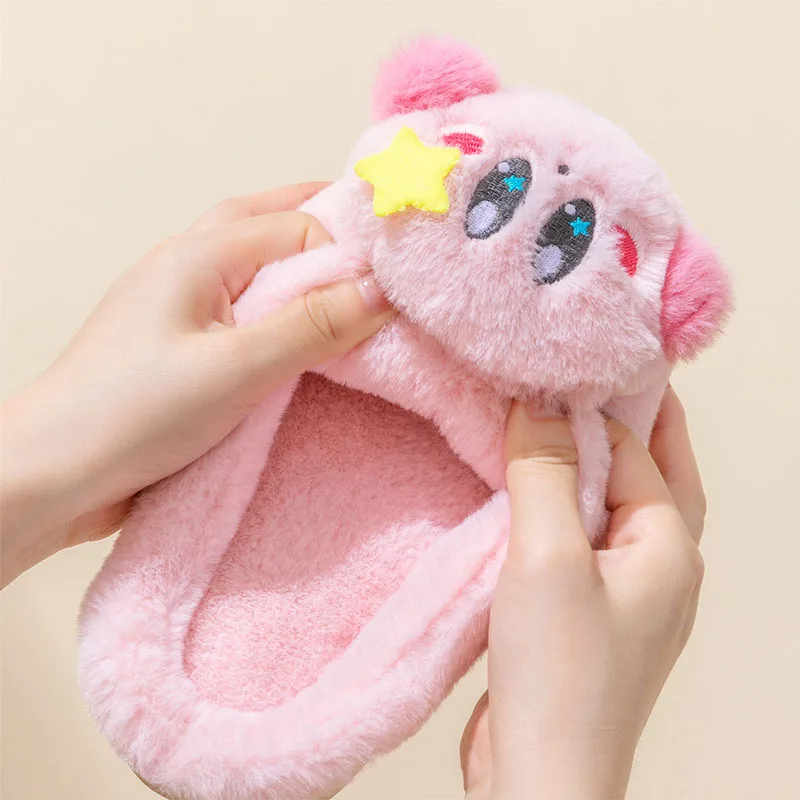 New Kawaii Cute Kirbys Slippers Cotton Slippers Home Shoes Plush Non-Slip Warm Cartoon Anime Gifts For Girlfriends and Children