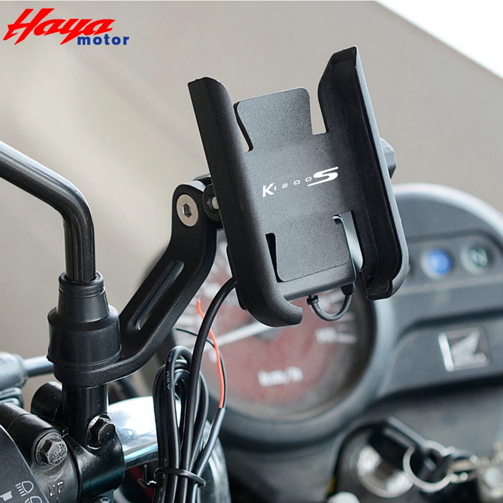 For BMW K 1200S K1200 S Motorcycle Accessories Handlebar Rearview Mirror Mobile Phone Holder GPS Stand Bracket With Logo K1200S