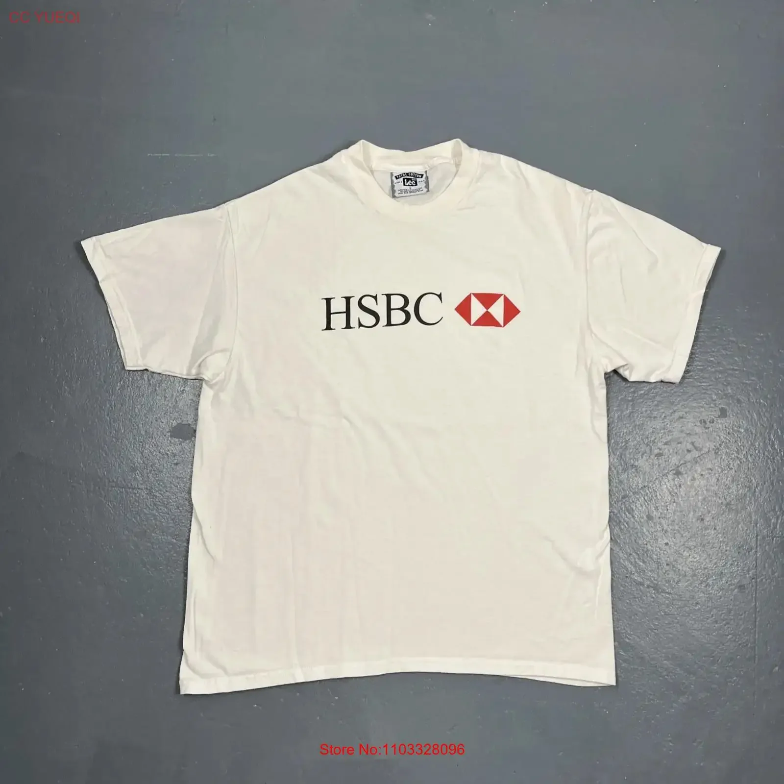 Camiseta Vintage HSBC Bank, Talla Grande, Blanca, Estilo Casual de los 90, Vintage, Lavada, Unisex, Streetwear, Elegante, Elástica
