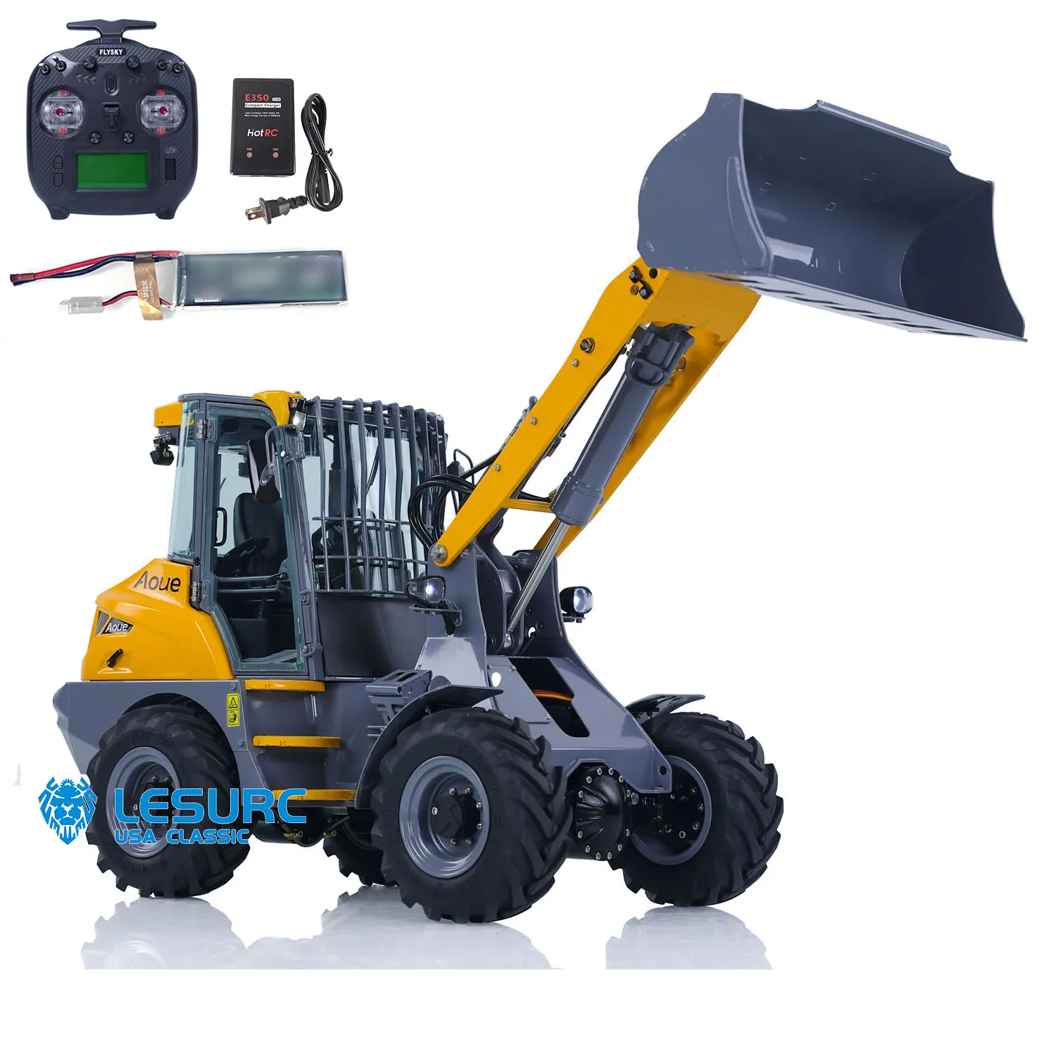 LESU 1/14 Hydraulic RC Loader AOUE MCL8 Radio Control RTR Car W/ Sound Light  ST8 Remote Controller 4-ways Reversing Valve