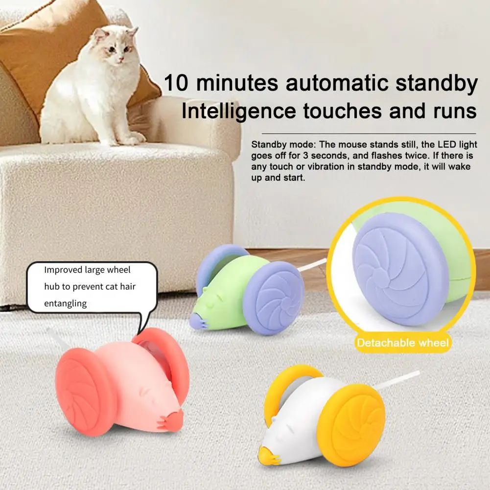 10.5*8cm Mouse Vehicle Interactive Cat Toy With LED Auto Obstacle Avoidance Stimulate Hunting USB Rechargeable Toy Pet Supplies