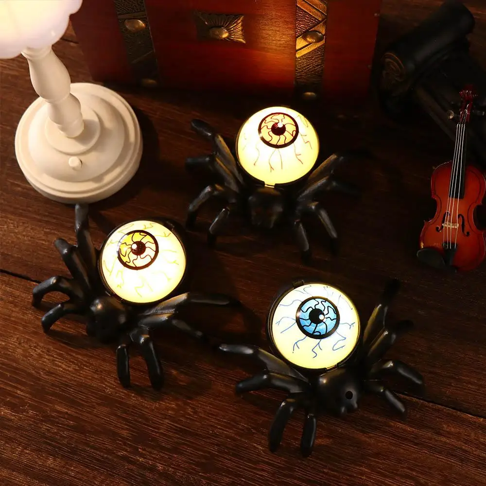 Luz de araña de Halloween brillante, lámpara pequeña de noche LED creativa, Ojos de ráfaga, decoración de fiesta