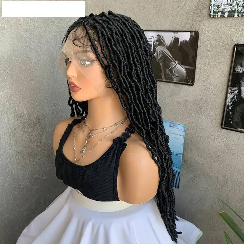 30inch Black Long Full Lace Wigs With Butterfly Hair Braided Dirty Braids Synthetic Fibers African Hots Wigs Daily Use Cosplay