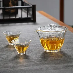 Transparent Glass Tea Tureen Heat Resistant Tropical Filter Mesh Hole Kung Fu Tea Making Tools Household Drinking Mugs