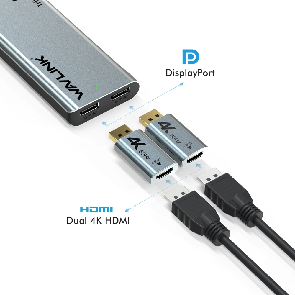 Imagem -04 - Wavlink Mini Docking Station Thunderbolt Dual 4k @ 60hz Displayport Single 5k Adaptador dp para Hdmi 40gbps Usb 3.0 Mac e Windows