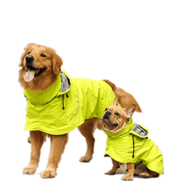 Wholesale Large Dogs Lightweight Breathable Reflective Strip Hoodie Dog Raincoats Rain Poncho Jacket