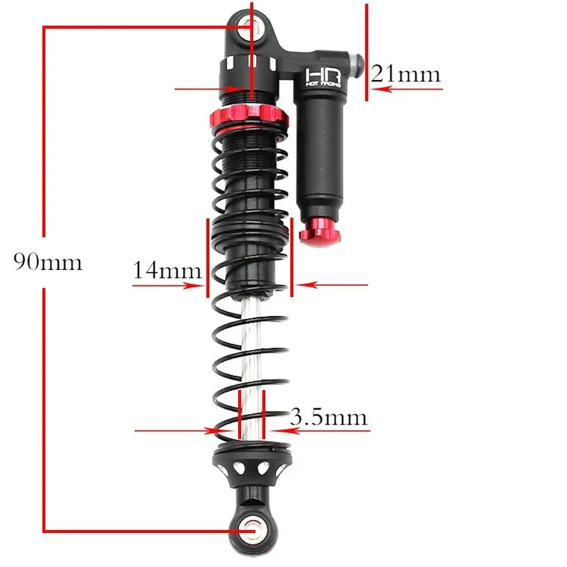 HR 1/10 RC Rock Crawler Full Metal Real Negative Pressure Thin Diameter Shock Absorber 90mm Damper