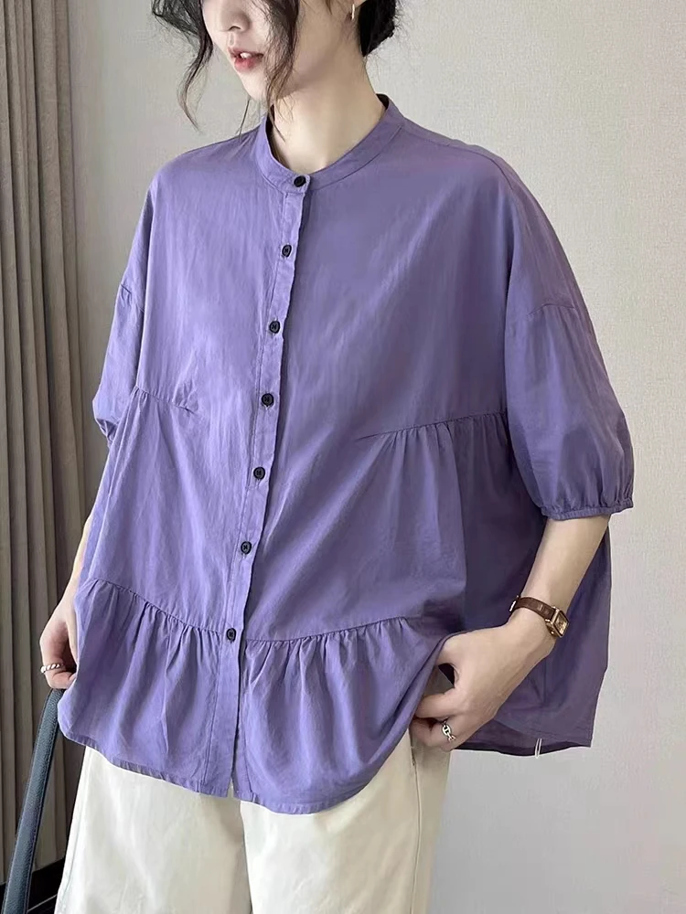 

plus Size Women's ort Sve irt Summer Casual Loose Faionable Age-Defng Ele Top High-End Feeling Premium Material