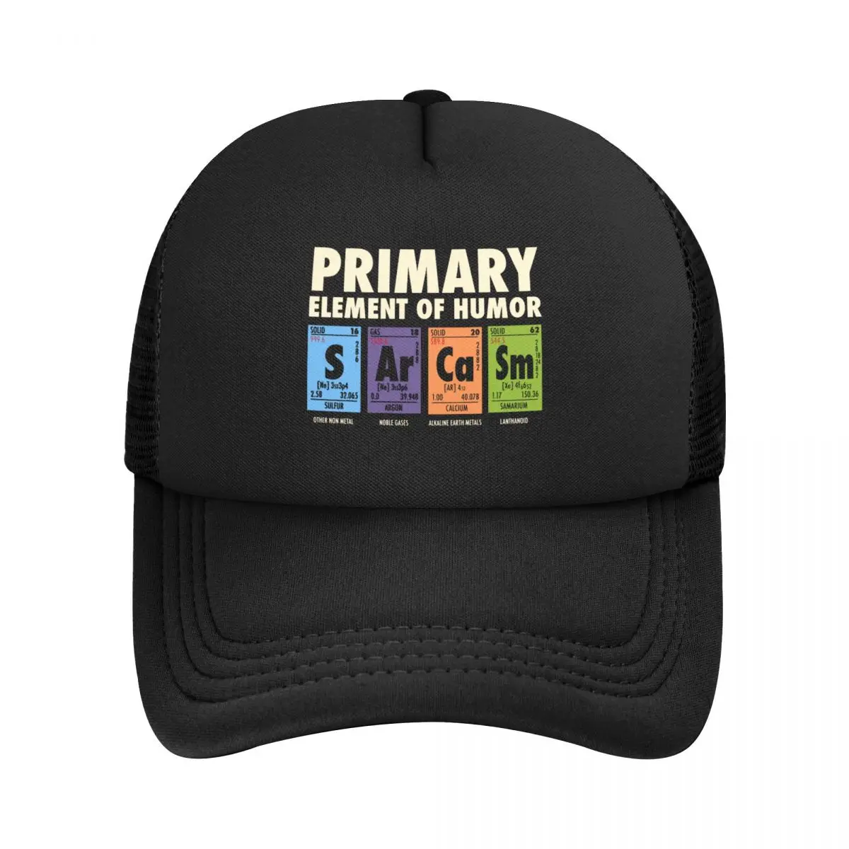 Primary Elements Of Humor Sarcasm Baseball Caps Mesh Hats Adjustable Fashion Men Women Caps