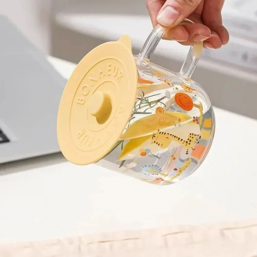 

Mugs Lid With Convex Handle Silicone Glass Cup Cover Dustproof Round Cup Lid Universal Heat-Resistant Mug Sealed Cap Pantry