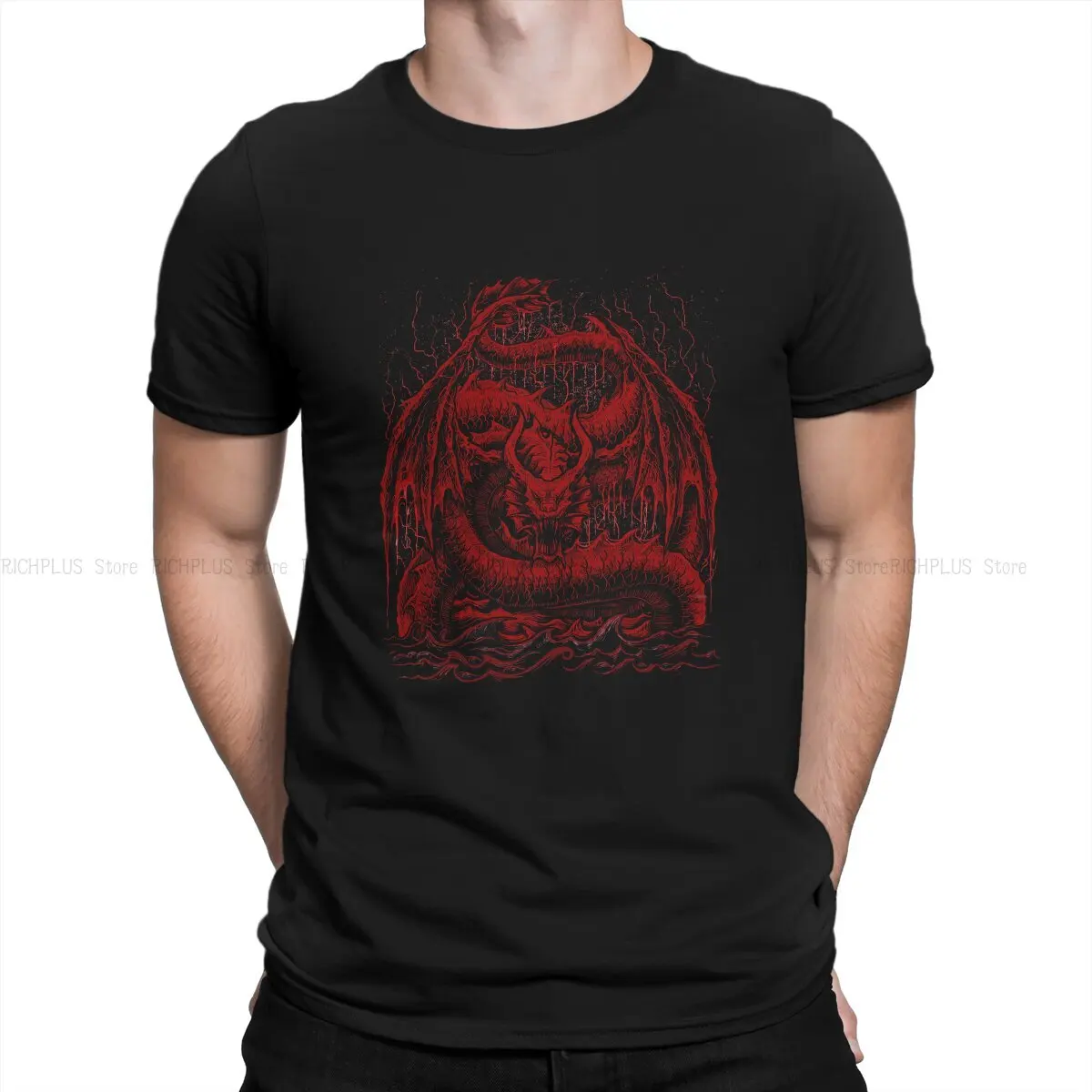 Demonic 666 Sea Demon Leviathan Unique TShirt Satanic Baphomet Goat Casual Polyester T Shirt Newest Stuff For Adult