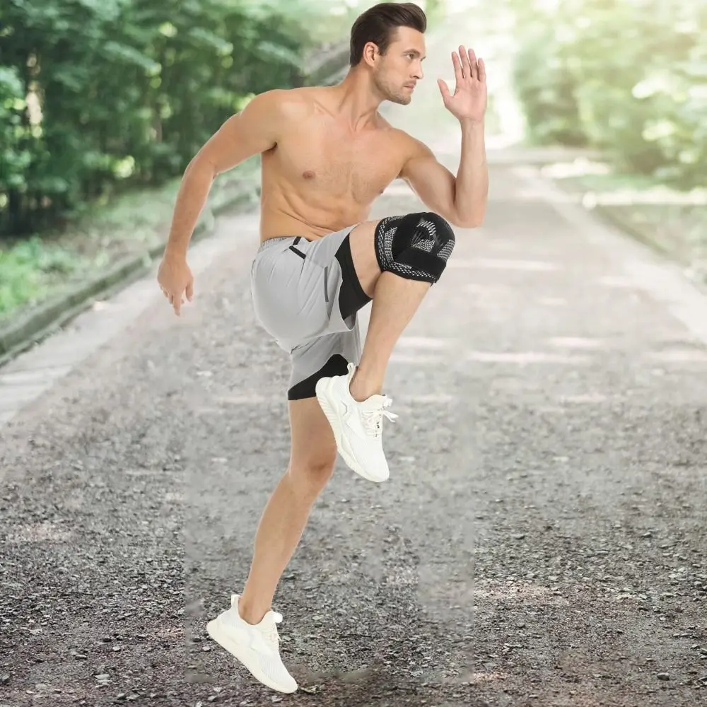 

Breathable Knee Pad Adjustable Non-slip Compression Sleeve Spring Support Double Straps Knee Brace Support Gym