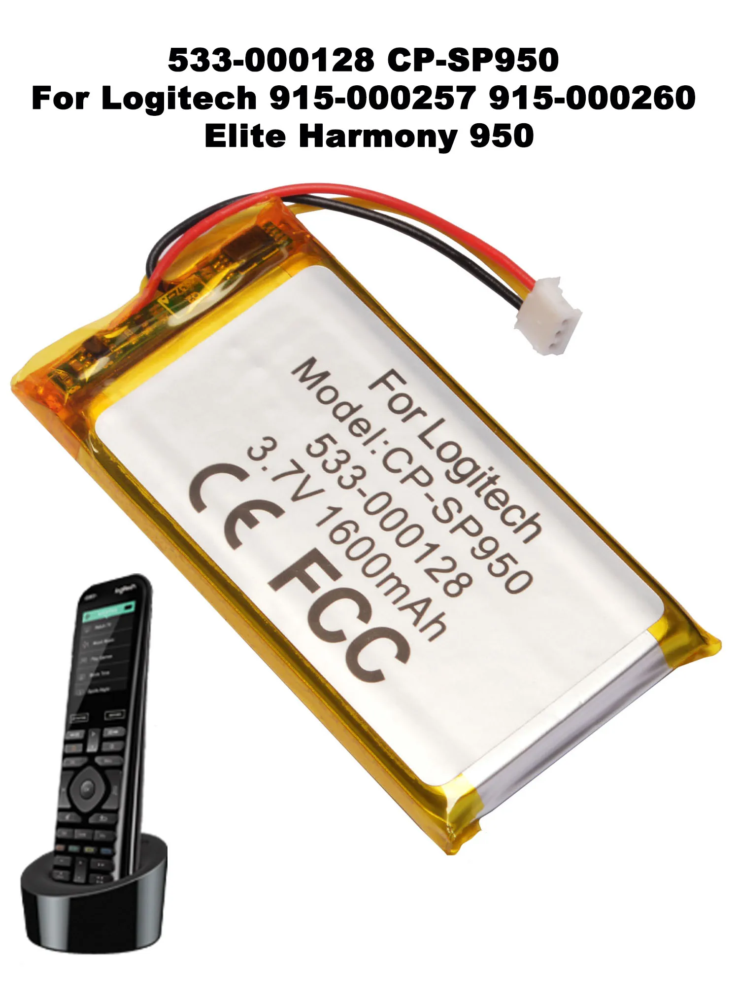 3.7V 1600mAh CP-SP950 Replacement Battery For Logitech 915-000257 915-000260 Elite Harmony 950 Batteria 533-000128
