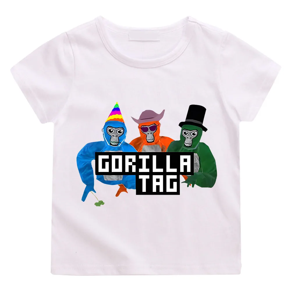 

New Game Gorilla Tag T Shirt Kids 2024 Summer Cartoon Monke Clothes Toddler Girls Cotton T-shirtTeenager Boys Short Sleeve Tops