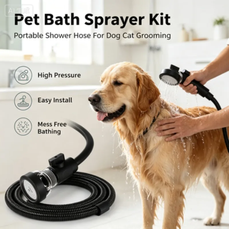 ZONGYAN  Pet Bath Sprayer Kit Pressure Boost Hose Set For Dog Cat Home Grooming Pet Salon Shower Washing Accessory