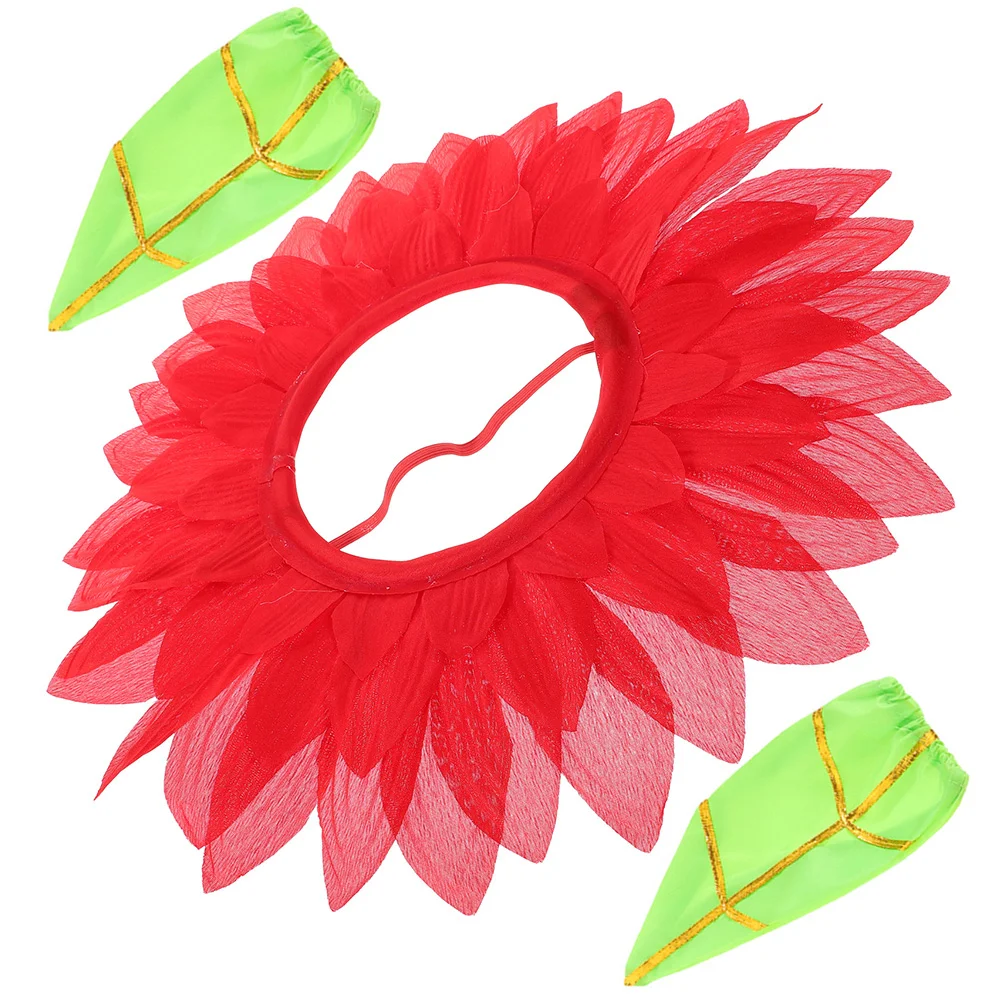 

The Flowers Sunflower Headgear Baby Wicker Seeder Holders Silk Cloth Pallet with Funny Costume for Kids