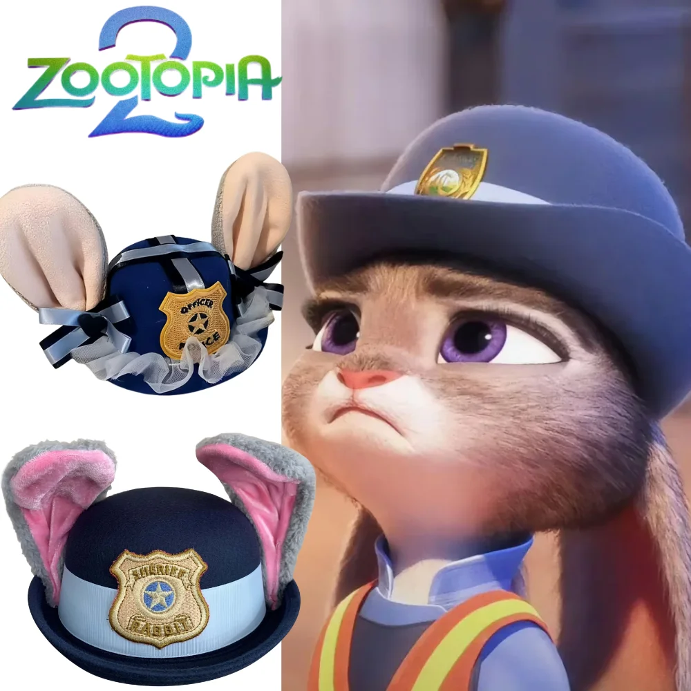Sombrero de xerife con oreja de conejo flexible, accesorio de disfraz de película, disfraz de Halloween, fiesta, Anime, conejo, oficial de policía