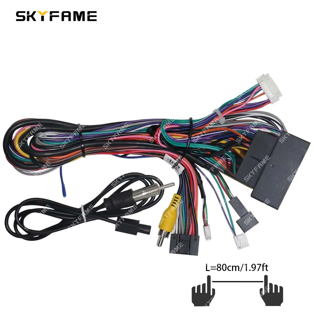 SKYFAME 16Pin Car Wiring Harness Adapter Canbus Box Decoder Android Radio Power Cable For Cowin Showjet Kaiyi X3 OD-QR-09