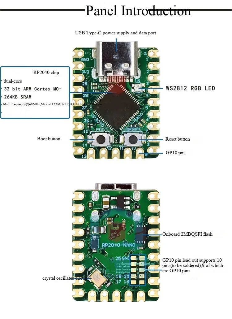 Raspberry Pi Pico Mini RP2040-Zero Mikrocontroller-Entwicklungsboard mit RP2040 Dual-Core-Prozessor – Detail 3