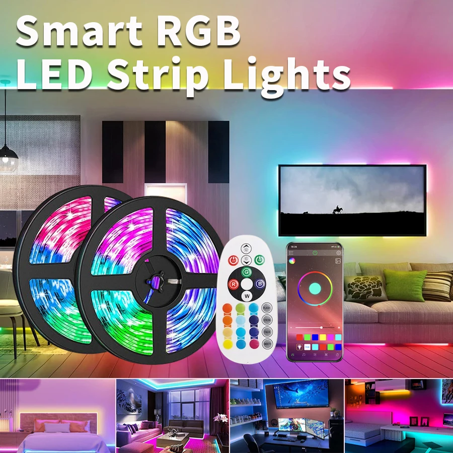 

APP USB LED Strip Light 5050 5V USB RGB Lights Flexible LED Lamp Tape Ribbon RGB Self-adhesive TV Desktop Diode Atmosphere light