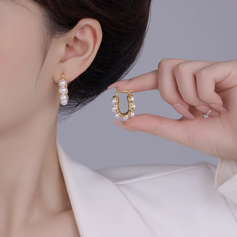 أقراط اللؤلؤ بإبرة فضية S925 للنساء، مجوهرات عصرية فرنسية بسيطة وخفيفة فاخرة #2