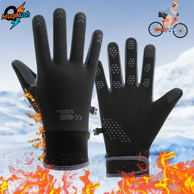 MuqiNush Soft Thermal Winter Gloves Men Women Touch Screen Non-slip Warm Gloves with Size Chart for Cycling Driving Daily Wear