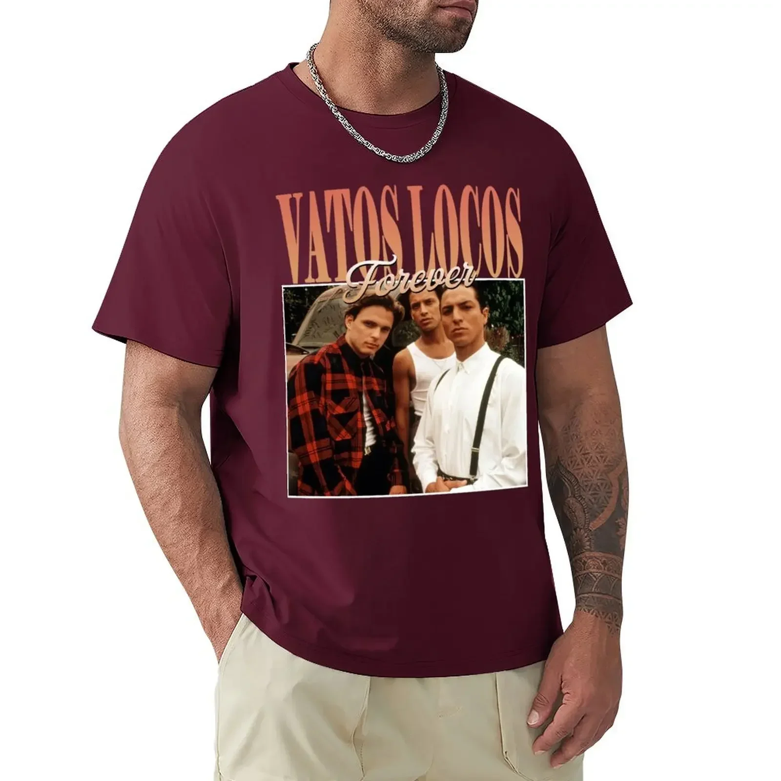 cute tops aesthetic clothes boys whites tshirts for men Vatos-Locos-Forever-Blood-In-Blood-Out-1993 T-shirt