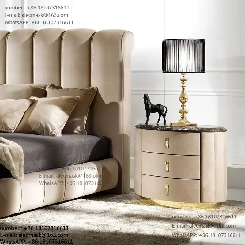 

3 Drawer Bedside Table Bedside Table Marble Desktop Storage Bedroom Bedside