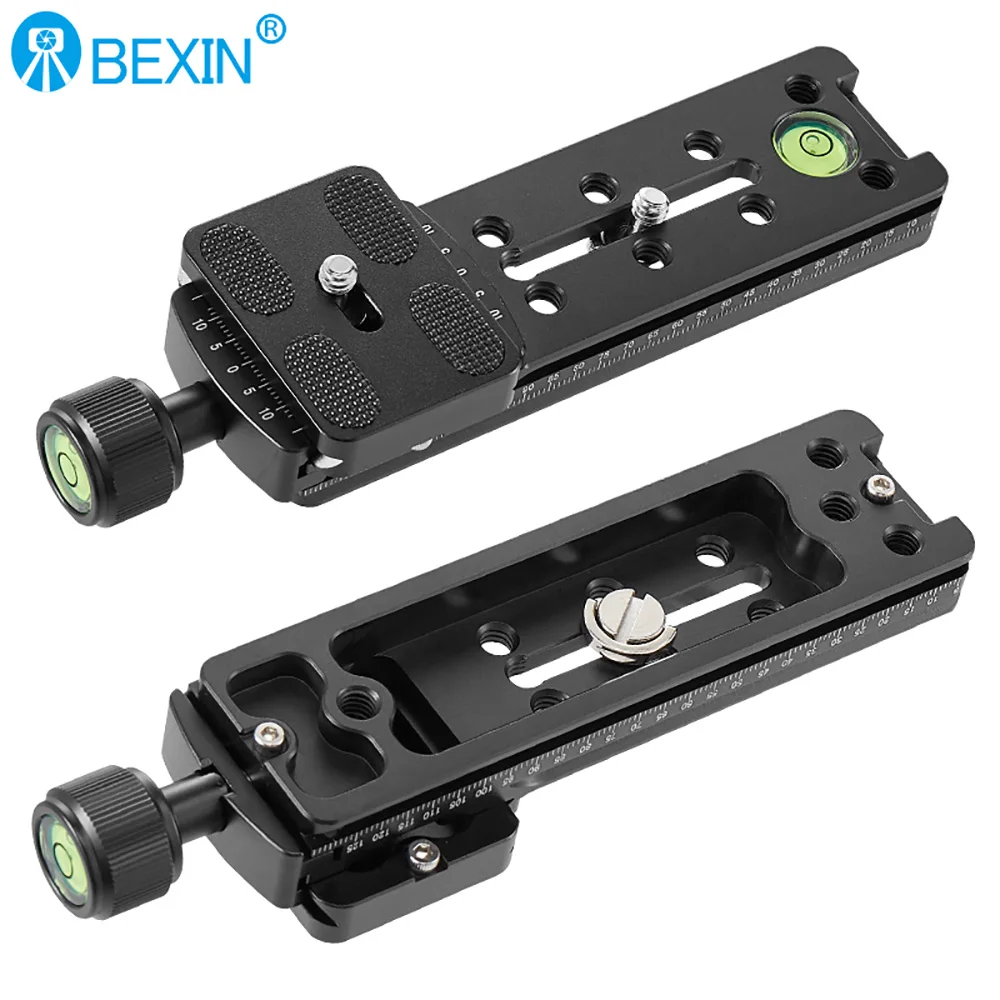 Binario di scorrimento RRS Morsetto per piastra a sgancio rapido lungo Staffa di supporto per obiettivo zoom a fuoco lungo per testa a sfera per fotocamera con treppiede Arca Swiss