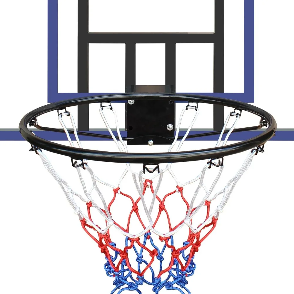 Canestro da basket pieghevole durevole per interni/esterni con tabellone infrangibile da 45"x29" e rete per tutte le stagioni