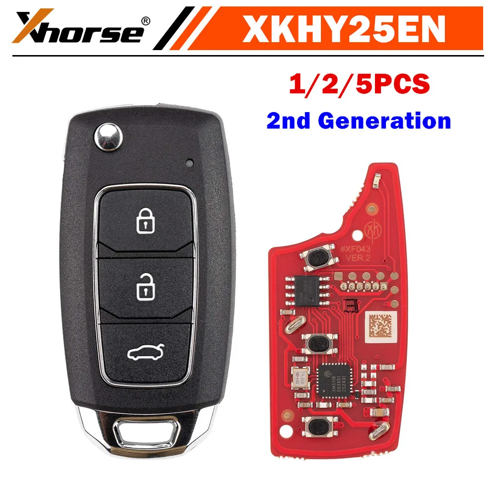 

1/5 Pieces XHORSE XKHY25EN Knife Style 2nd Generation Wire Remote Key Hyundai 3 Buttons