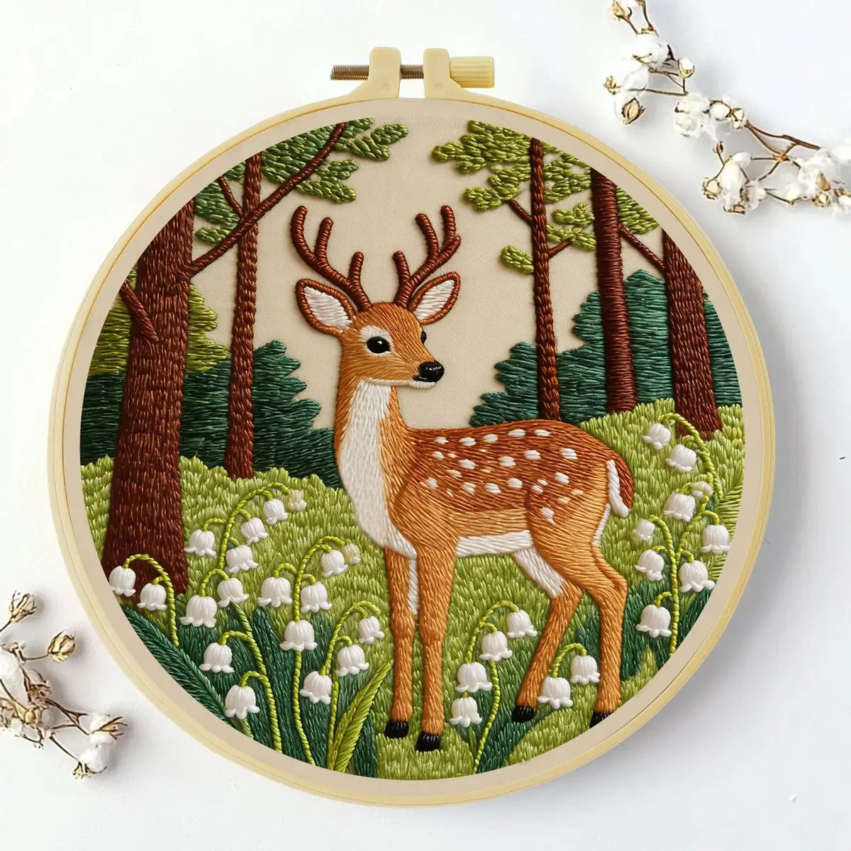 1 Stück 20X20CM/15X15CM 7,87/6,3 Zoll Rotes Hirsch Stickerei Starter-Kit DIY-Kit DIY-Stickerei-Set Handarbeiten Nähkunst Nadelkunst – Detail 2