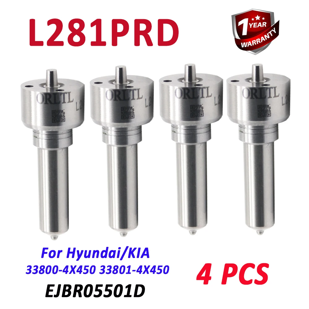 4 PCS DIESEL Fuel Injector EJBR05501D 33800-4X450 33801-4X450 Nozzle L281PBD Spray Nozzle L281PRD Injection for Hyundai/KIA