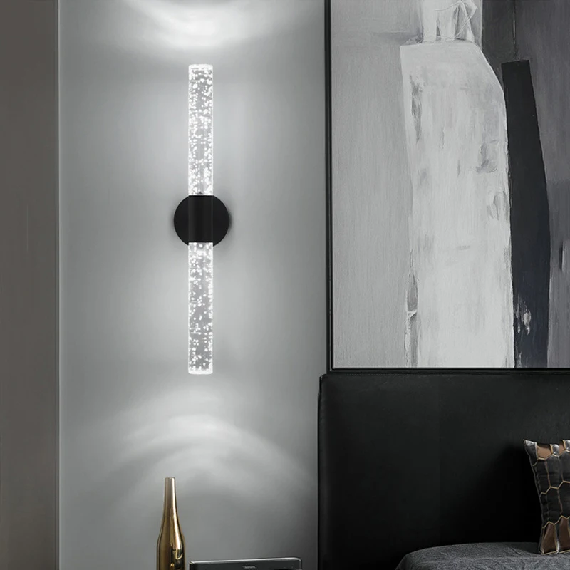 Indoor Double Head 14W LED Wall Lamp Modern Up Down Crystal Bubble Wall Light Bedroom Living room Corridor Background Lights