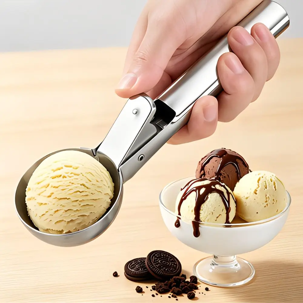 1pc S/L Stainless Steel Ice Cream Ball Scoop Trigger Design for Sorbet, Cookie Dough and Melon Balls YMY