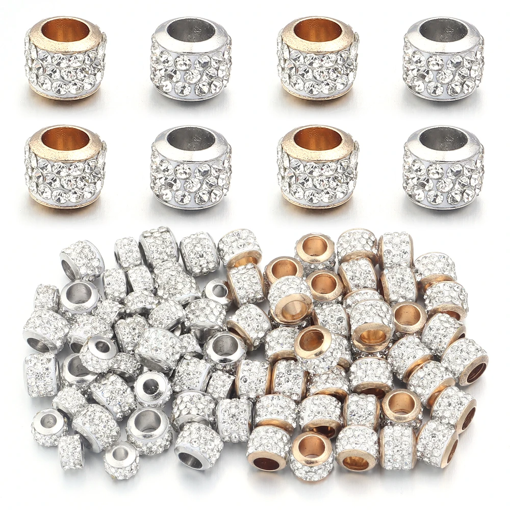 20pcs/lot Rhinestone Crystal Shambhala Beads Alloy Big Hole Round Loose Spacer Beads For DIY Jewelry Making Bracelet Necklace
