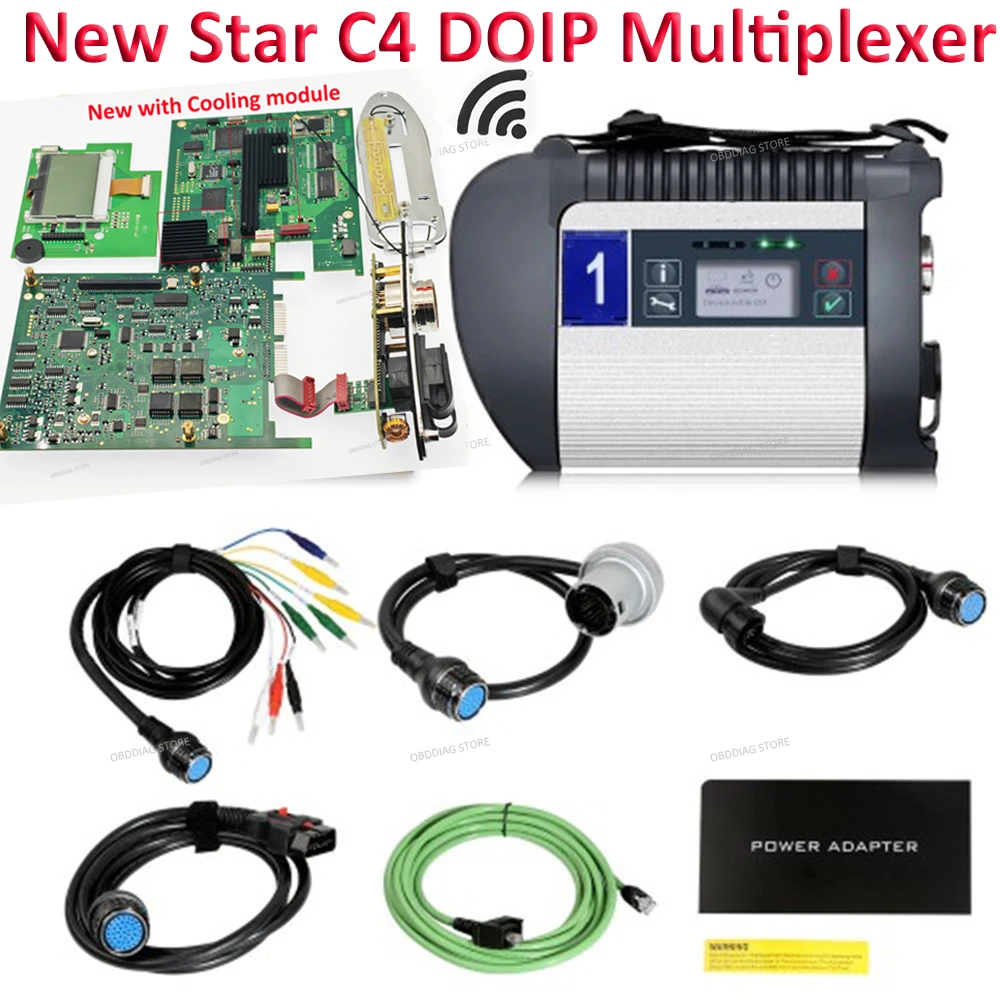 WIFI MB Star C4 PLUS DOIPCar Diagnosis Tool for Car & Truck SD CONNECT C4 multiplexer 2023.6V Latest Software with Aluminum Case