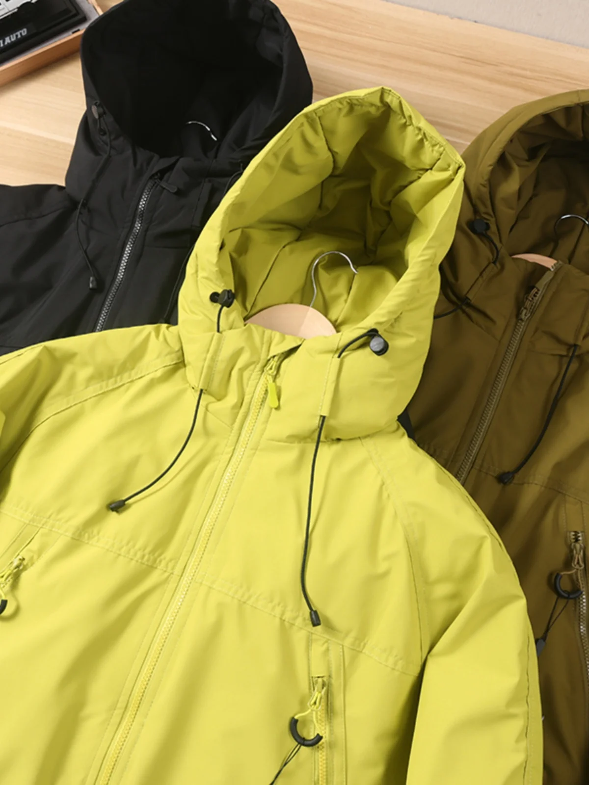 

aphene Heating Temperature Loing Men's Winter Outdoor Windproof Waterproof Hooded Thiened Cotton Jaet Stand Fit