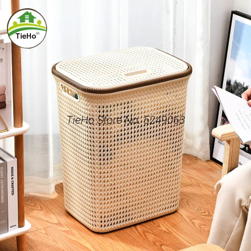 Laundry Hamper Rattan Dirty Clothes Basket With Lid Handle Laundry Sorter For Laundry Bedroom Clothes Kids Toys