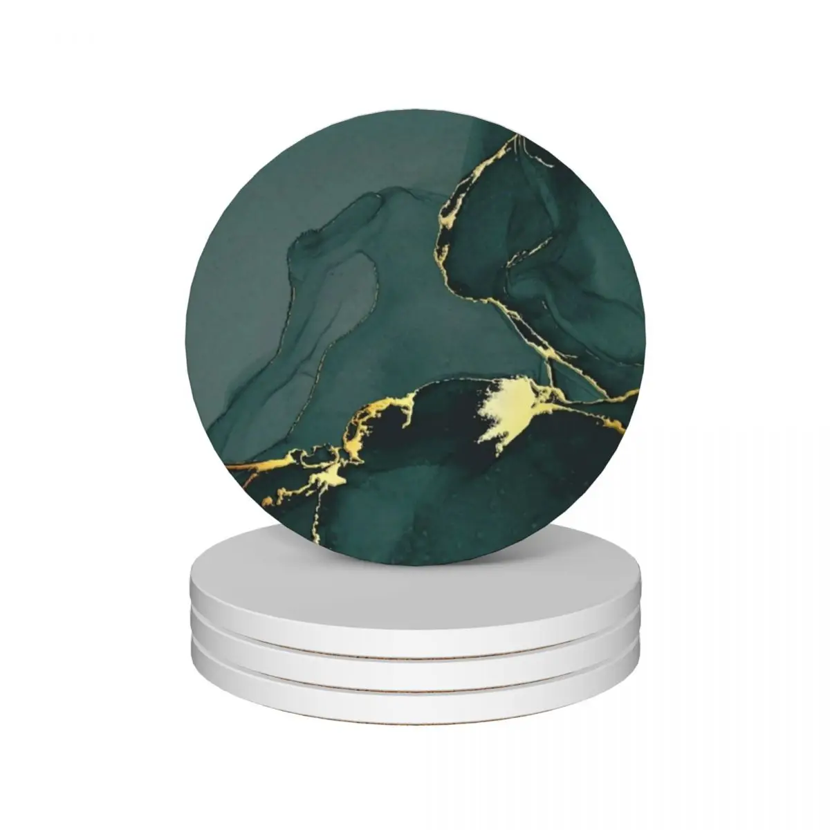 Green Marble Ceramic Coasters (Set of 4) funny set cute coffee cup stand Coasters